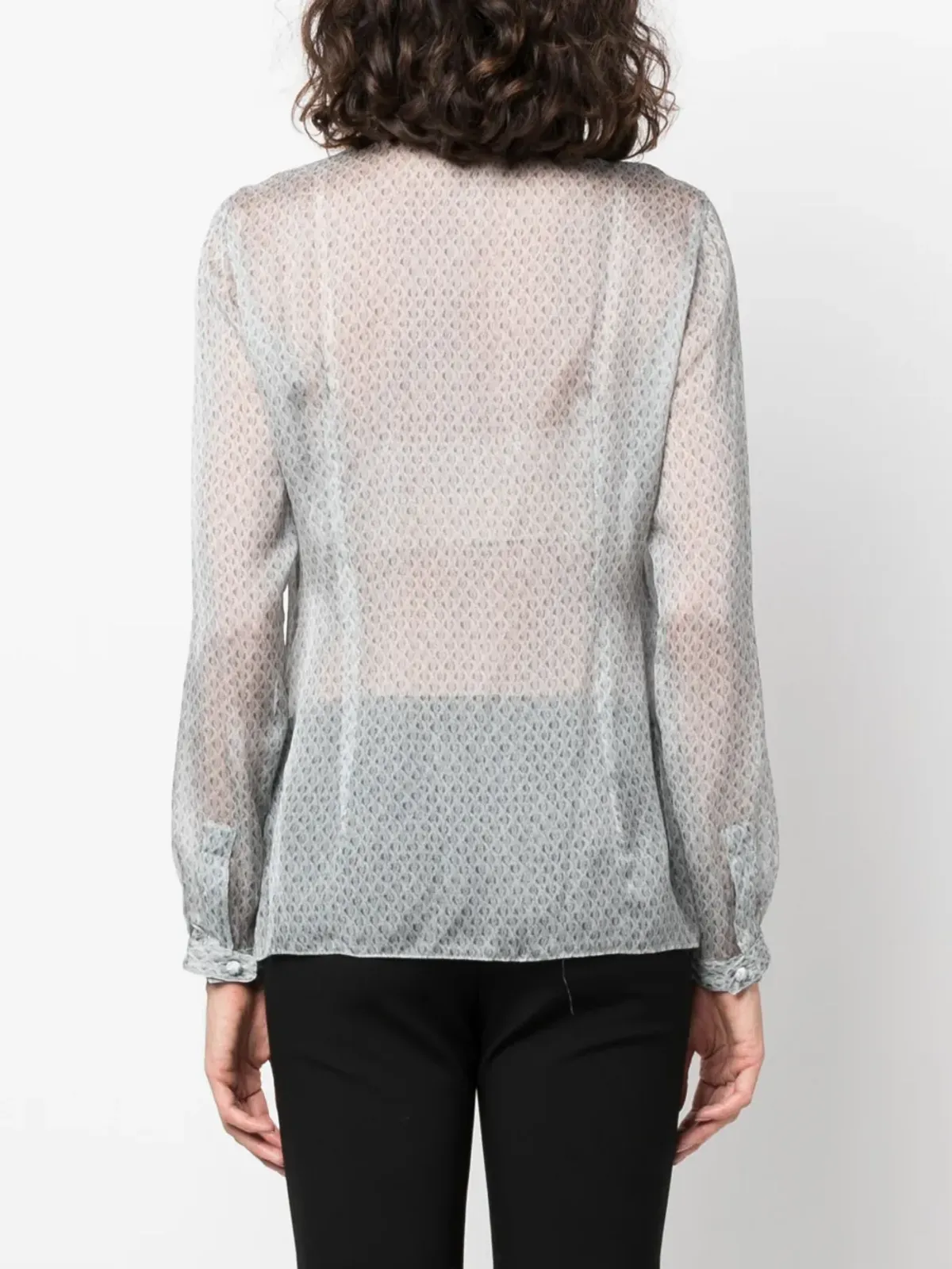 Emporio Armani 幾何学模様シルクブラウス - グレー - 画像4