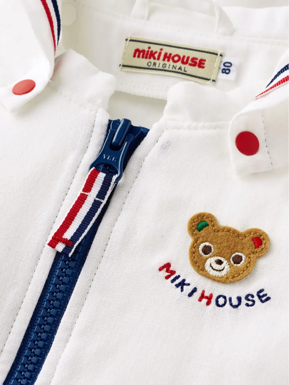 Miki House ベア刺繍ジップ付きフードジャケット - 画像4