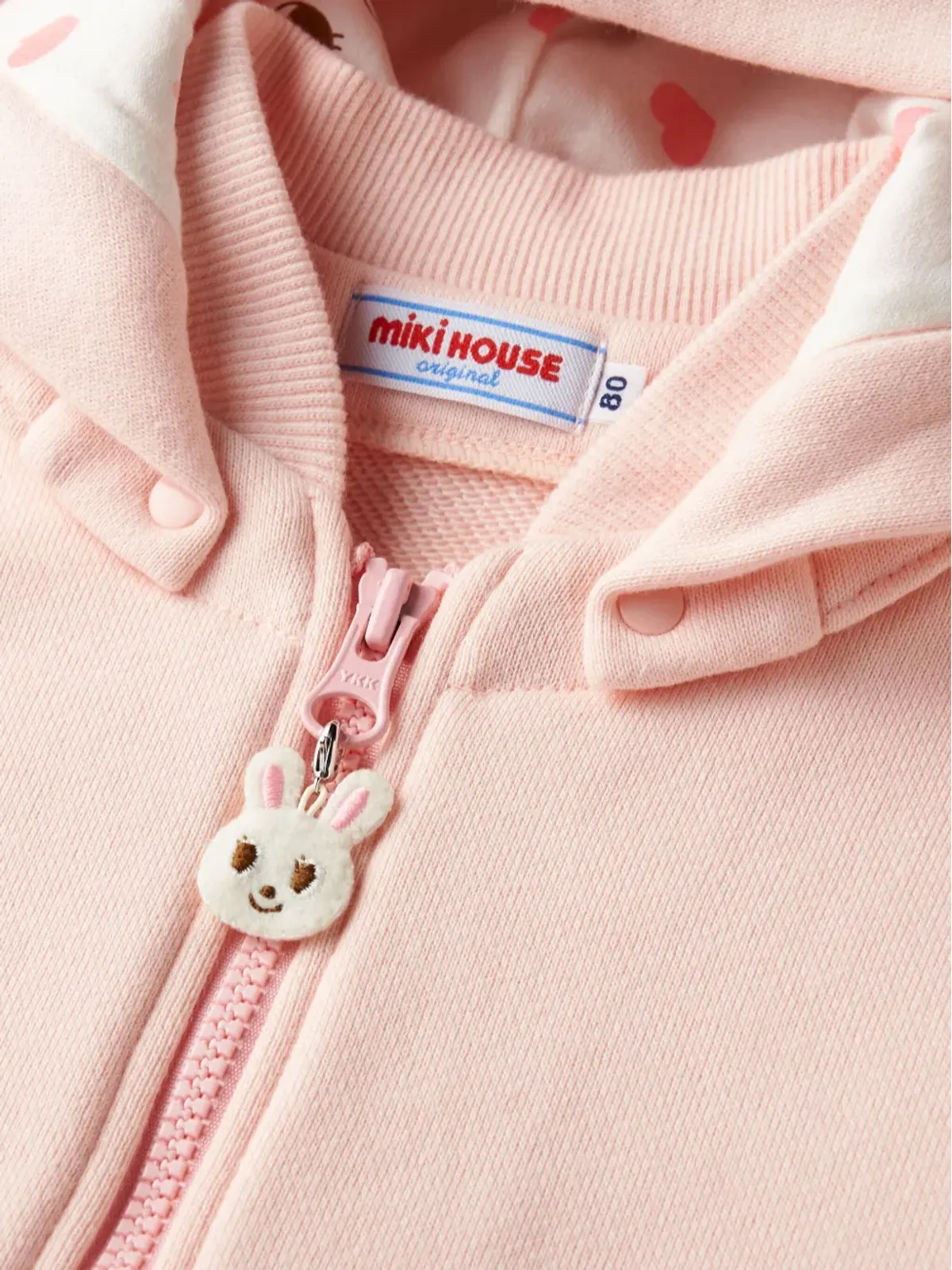 Miki House うさぎの刺繍入りコットンのフード付きジャケット - 画像4