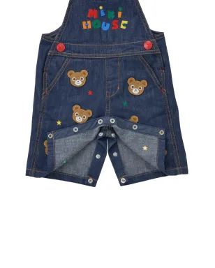 Miki House bear-embroidered cotton overalls - サムネイル5