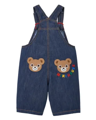 Miki House bear-embroidered cotton overalls - サムネイル2