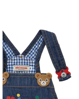 Miki House bear-embroidered cotton overalls - サムネイル4