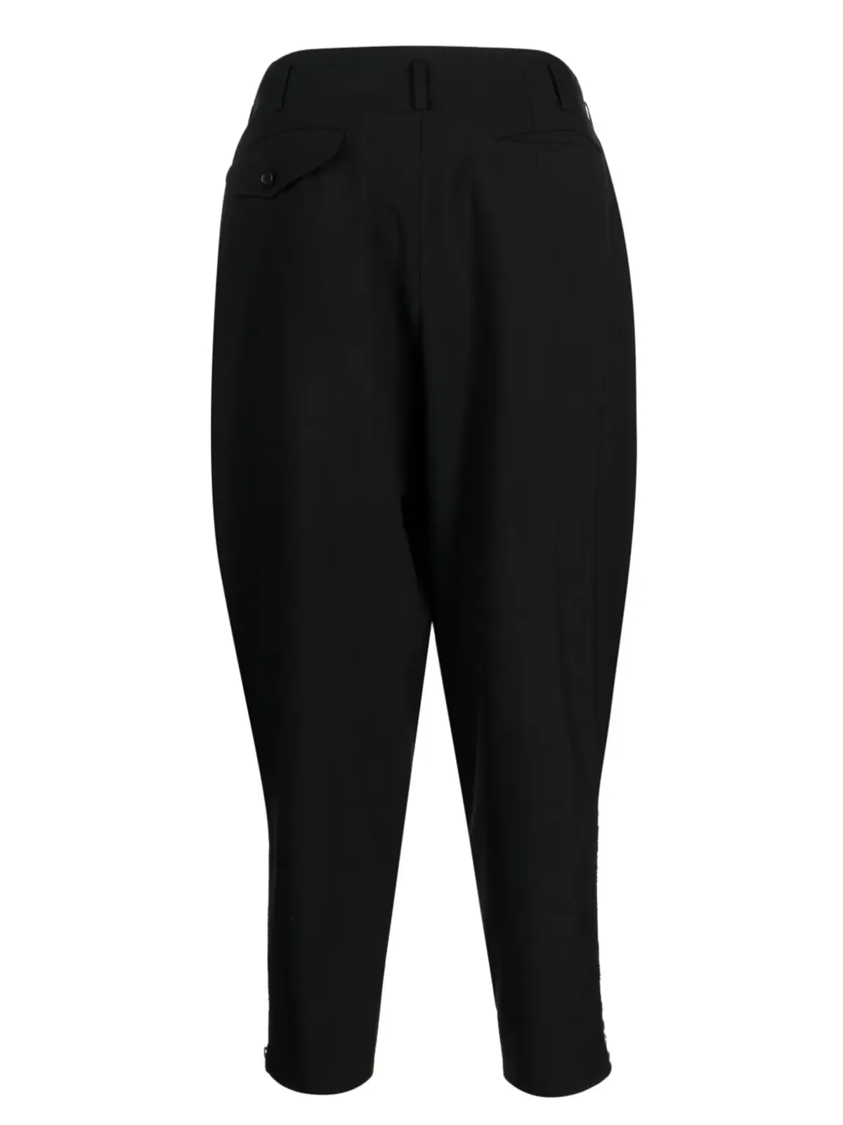 Black Comme Des Garçons テーパードレッグ クロップド ウールパンツ - 画像2