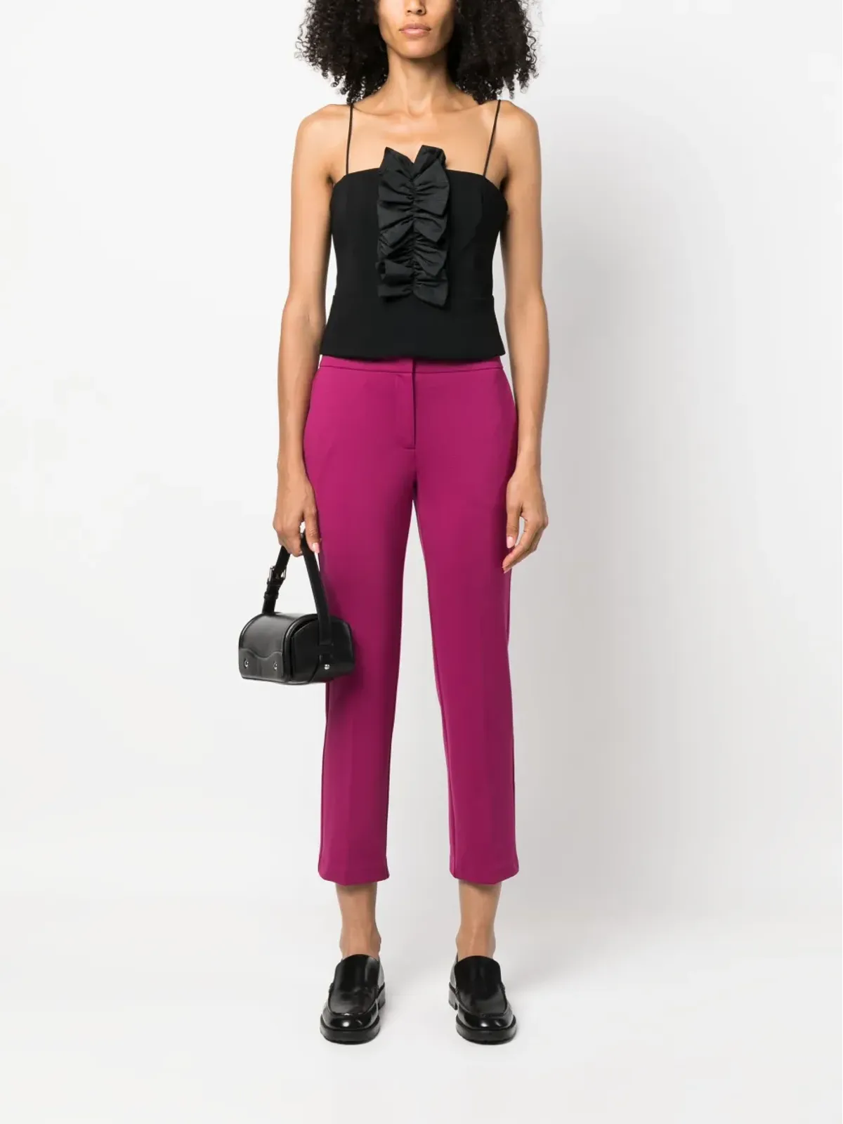 PINKO フリル付きスパゲッティストラップトップ - 画像2