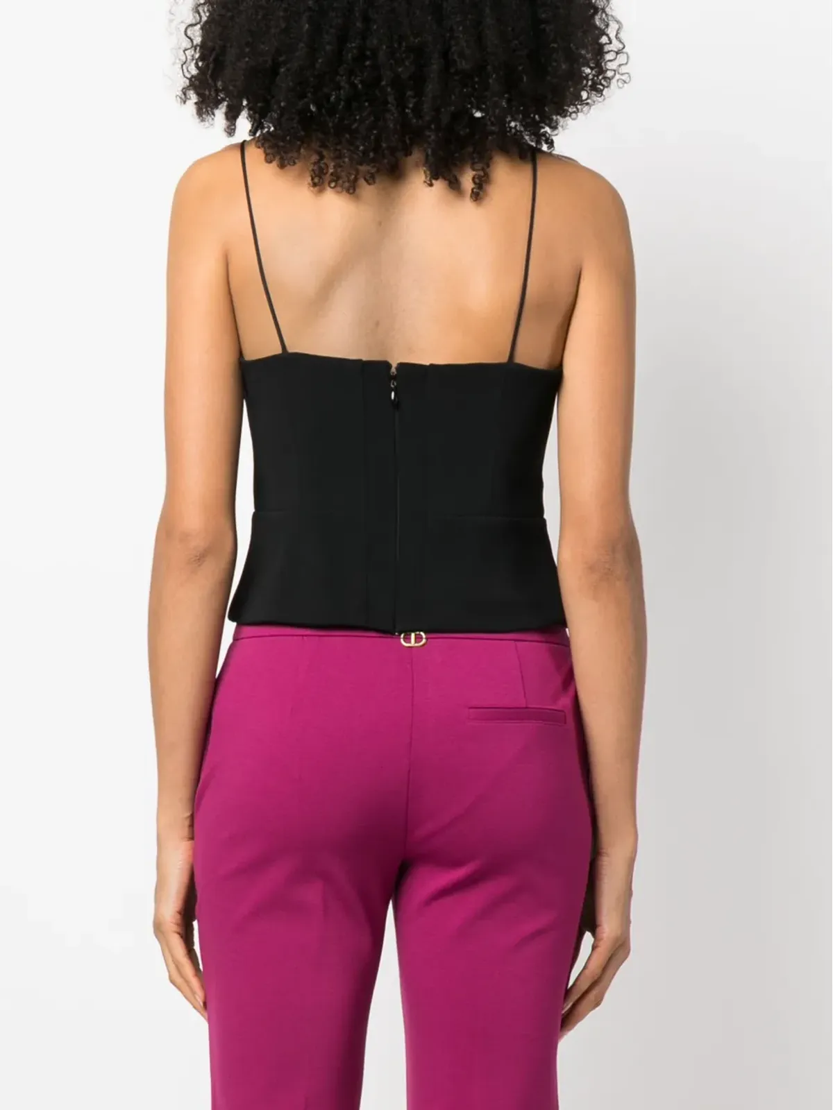 PINKO フリル付きスパゲッティストラップトップ - 画像4