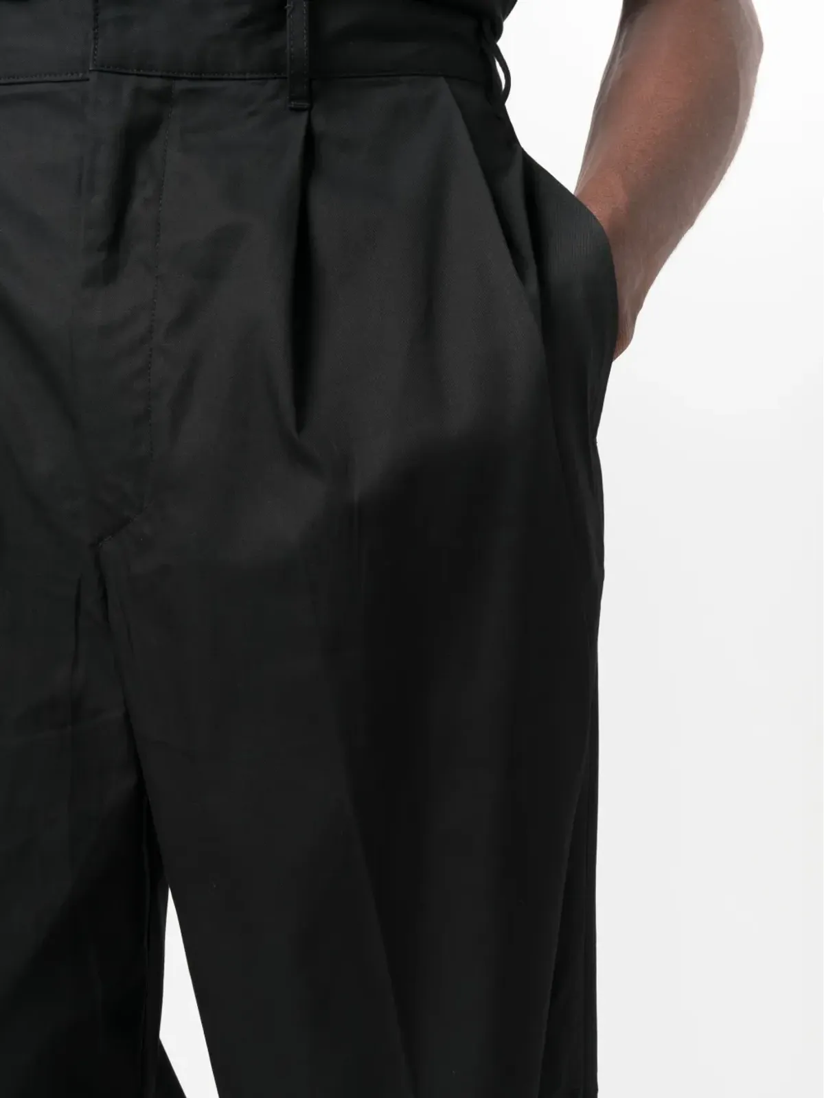 Emporio Armani プリーツディテール・ストレートレッグパンツ ブラック - 画像5