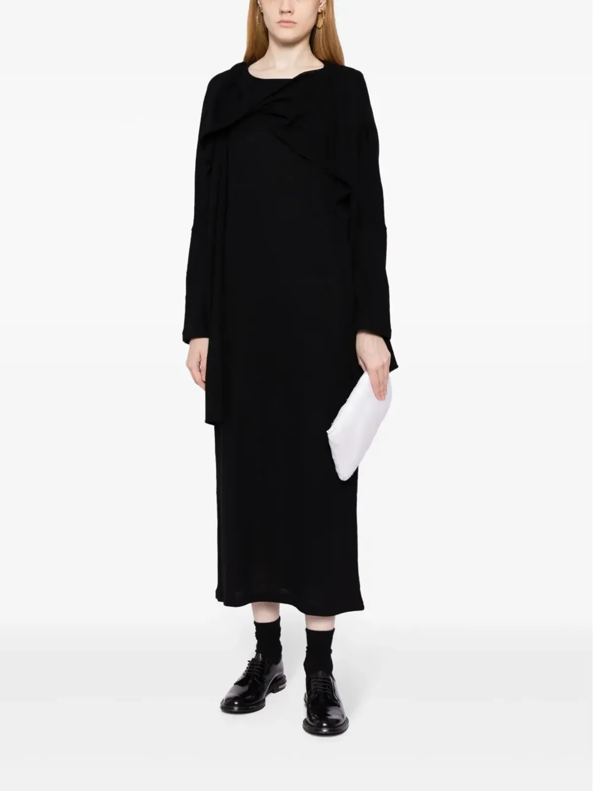 Yohji Yamamoto ツイストディテール ウール ミディドレス - 画像2