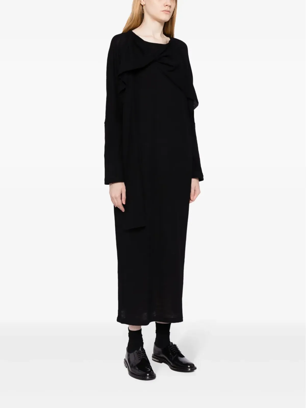 Yohji Yamamoto ツイストディテール ウール ミディドレス - 画像3