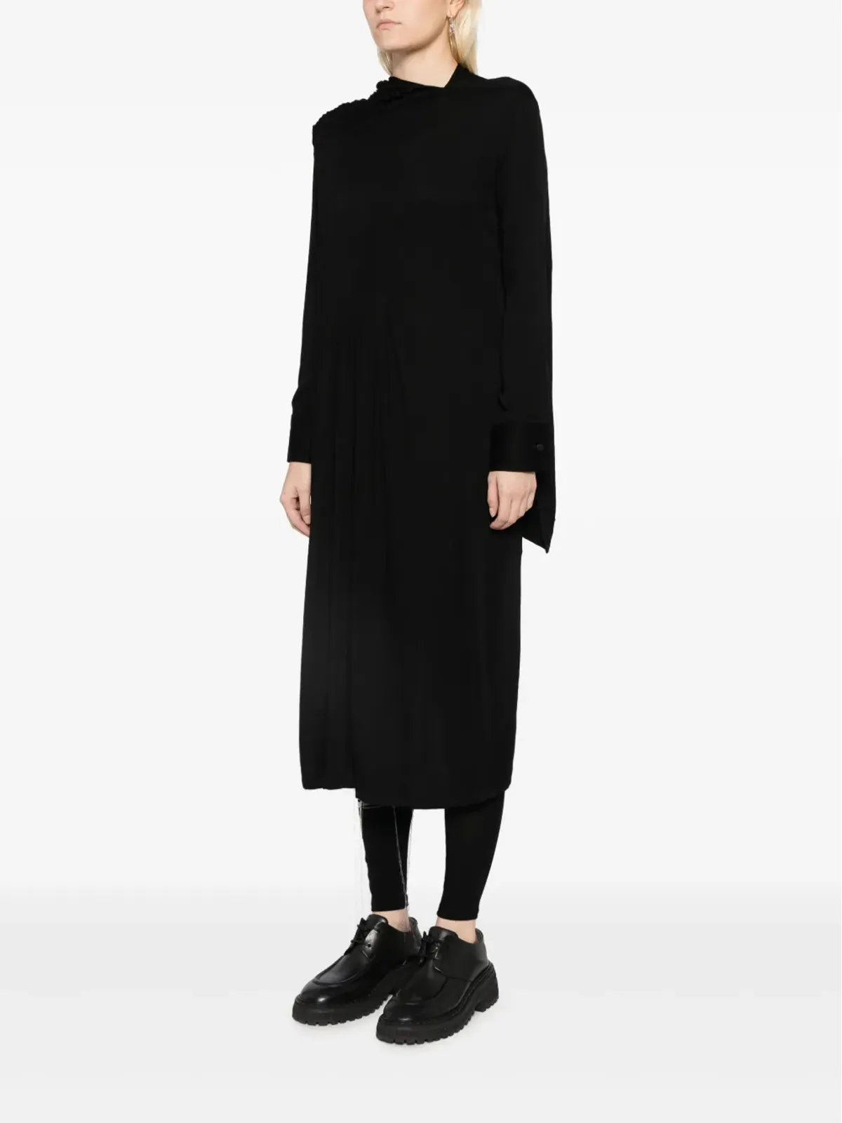 Yohji Yamamoto ドレープ アシンメトリック ミディドレス - 画像3