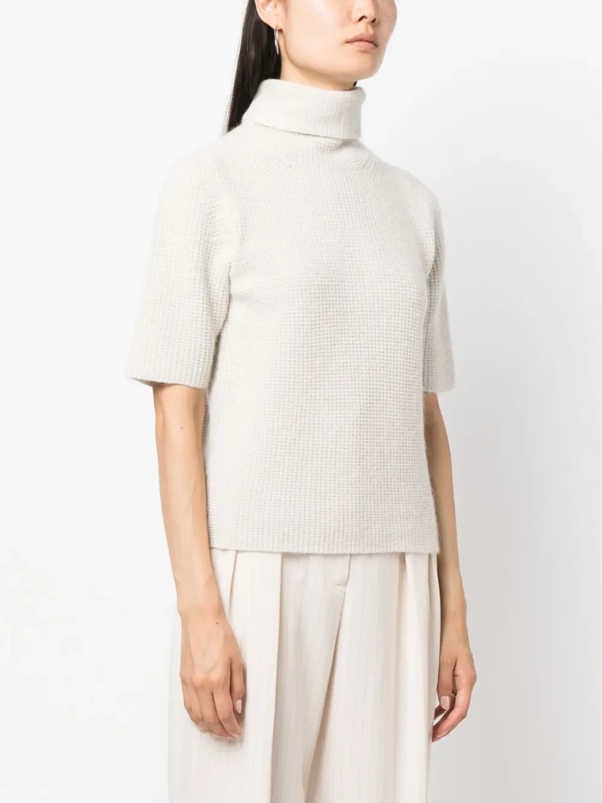 Fabiana Filippi ワッフルニット ロールネック Tシャツ - 画像3