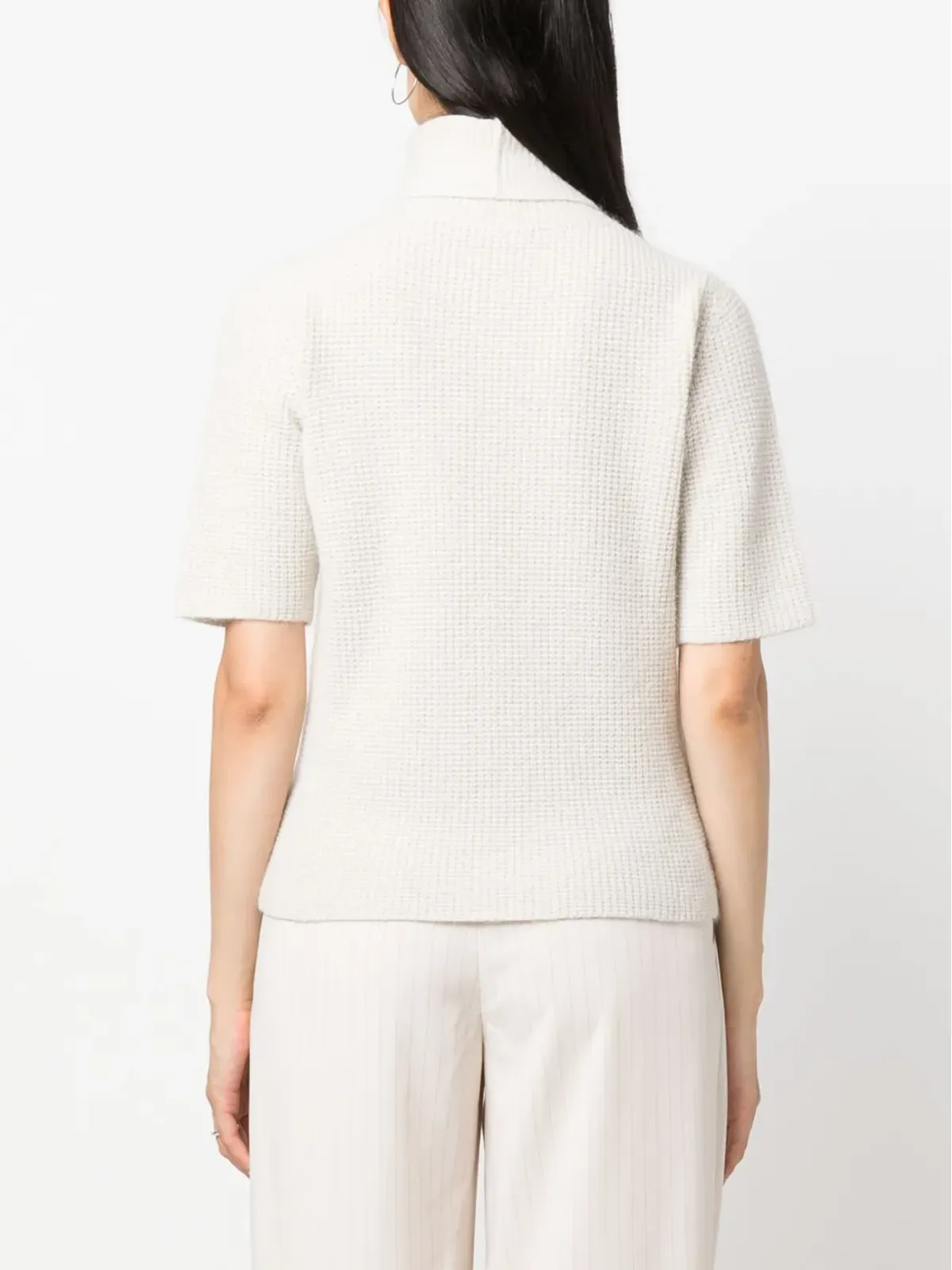 Fabiana Filippi ワッフルニット ロールネック Tシャツ - 画像4