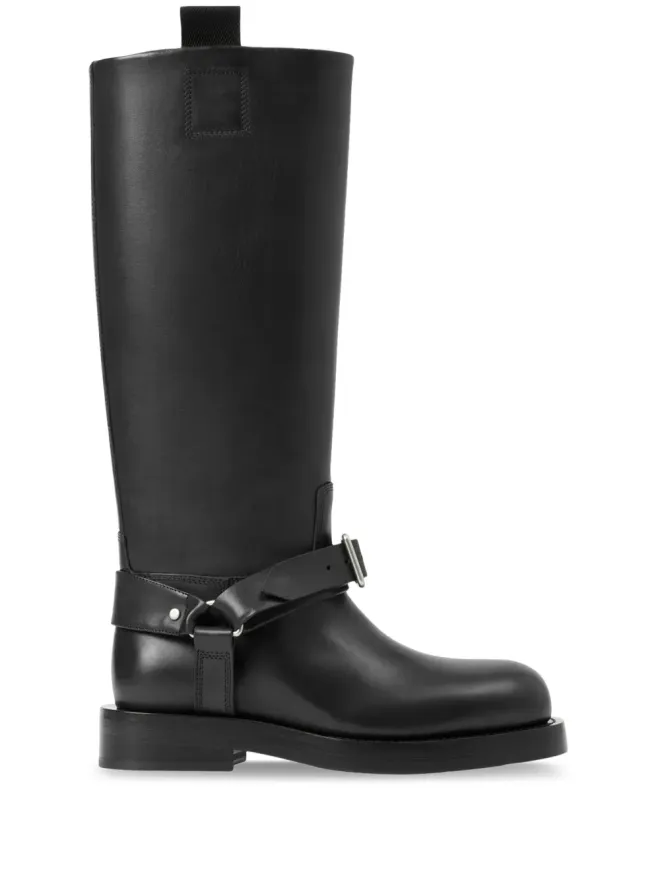 Burberry Burberry サドルニーハイレザーブーツ - ブラックの商品画像