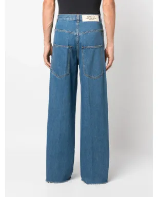 Gucci プレスド-クレーズ ミッドライズ ワイドレッグ デニム - サムネイル4