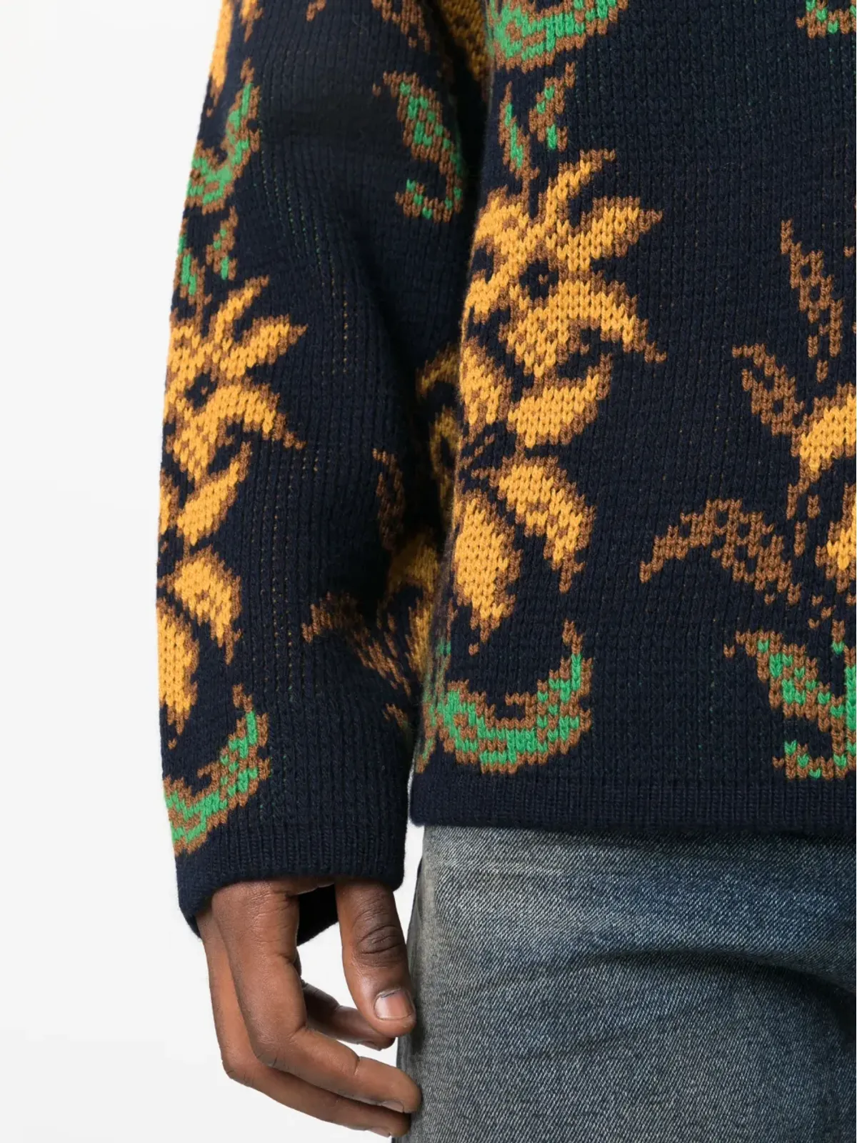 ETRO 花柄インターシャ編みウールセーター - 画像5