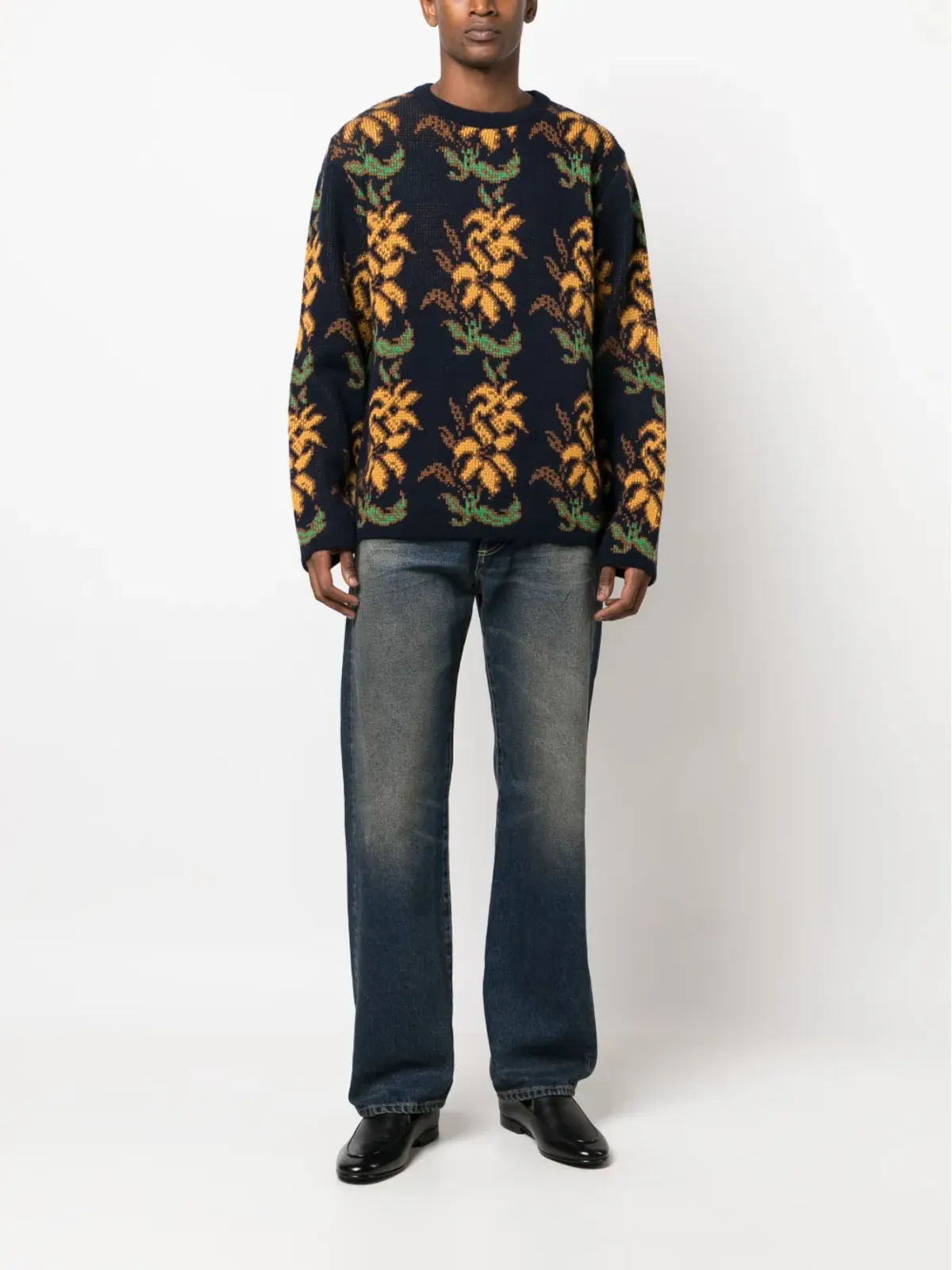 ETRO 花柄インターシャ編みウールセーター - 画像2