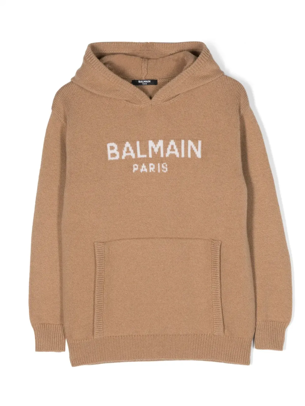 Balmain Kids インターシャ編みロゴ入りフーディ - 画像1