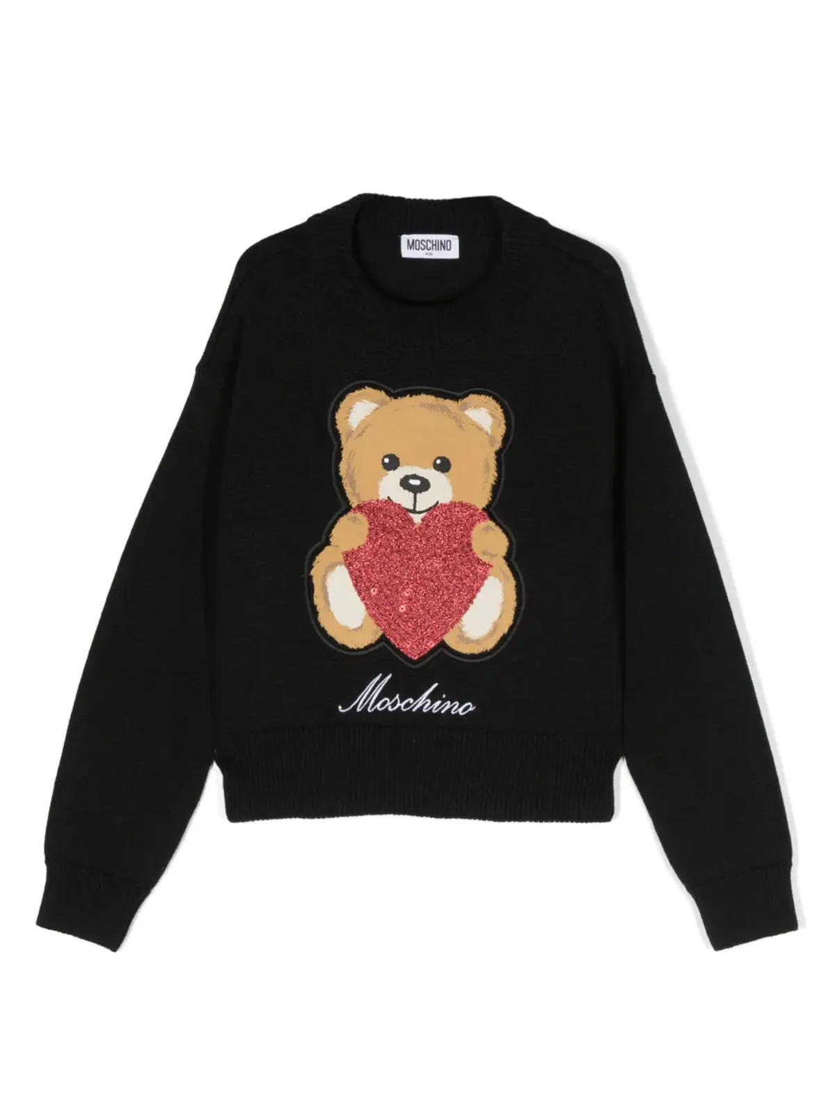 Moschino Kids インターシャニット ロゴ ジャンパー - ブラック - 画像1