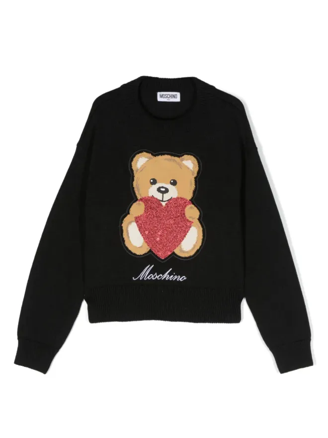 Moschino Kids Moschino Kids インターシャニット ロゴ ジャンパー - ブラックの商品画像