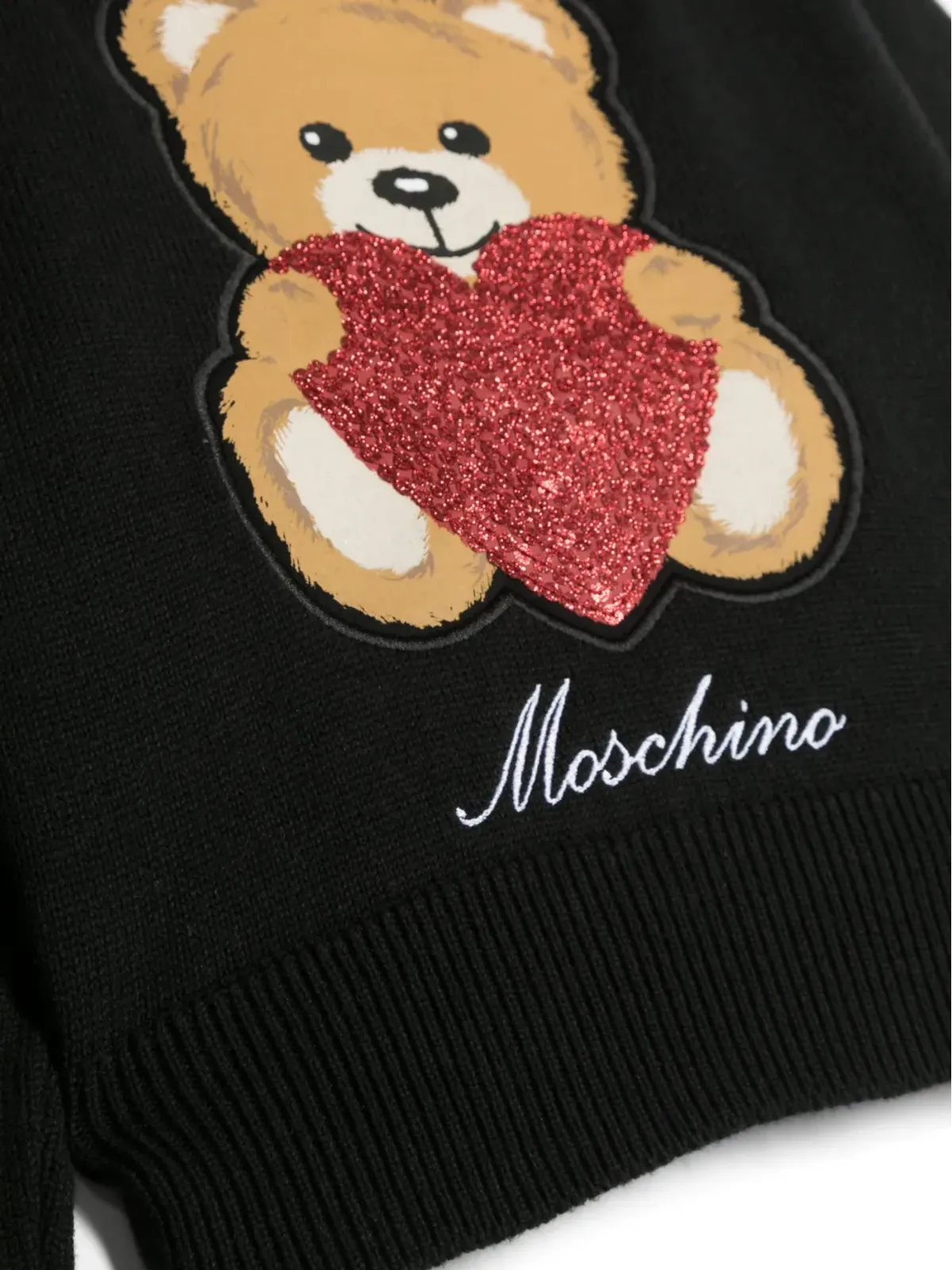 Moschino Kids インターシャニット ロゴ ジャンパー - ブラック - 画像3