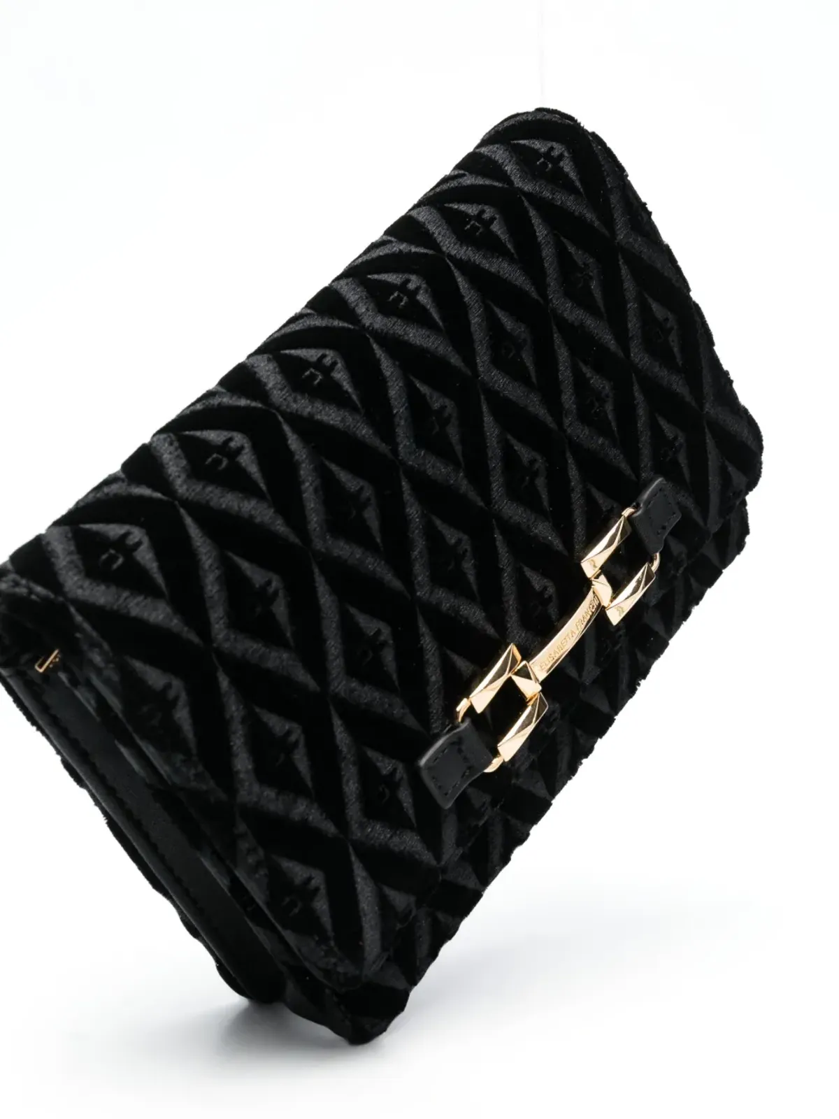 Elisabetta Franchi キルティングベルベット クロスボディバッグ - 画像4