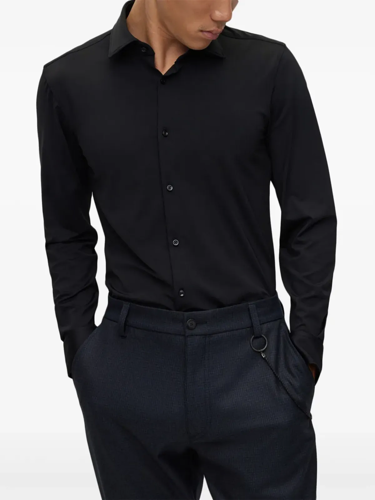 HUGO stretch button-up shirt - Black - 画像2