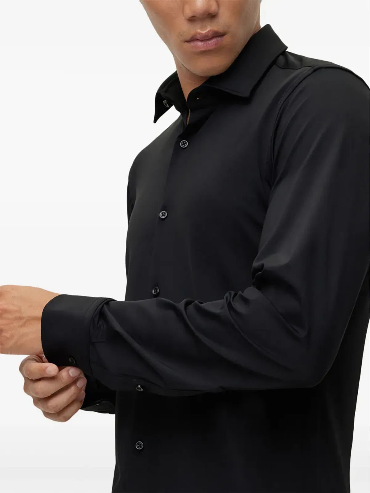 HUGO stretch button-up shirt - Black - 画像4