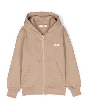 MSGM Kids ロゴプリント ジップアップ フーディ - サムネイル1