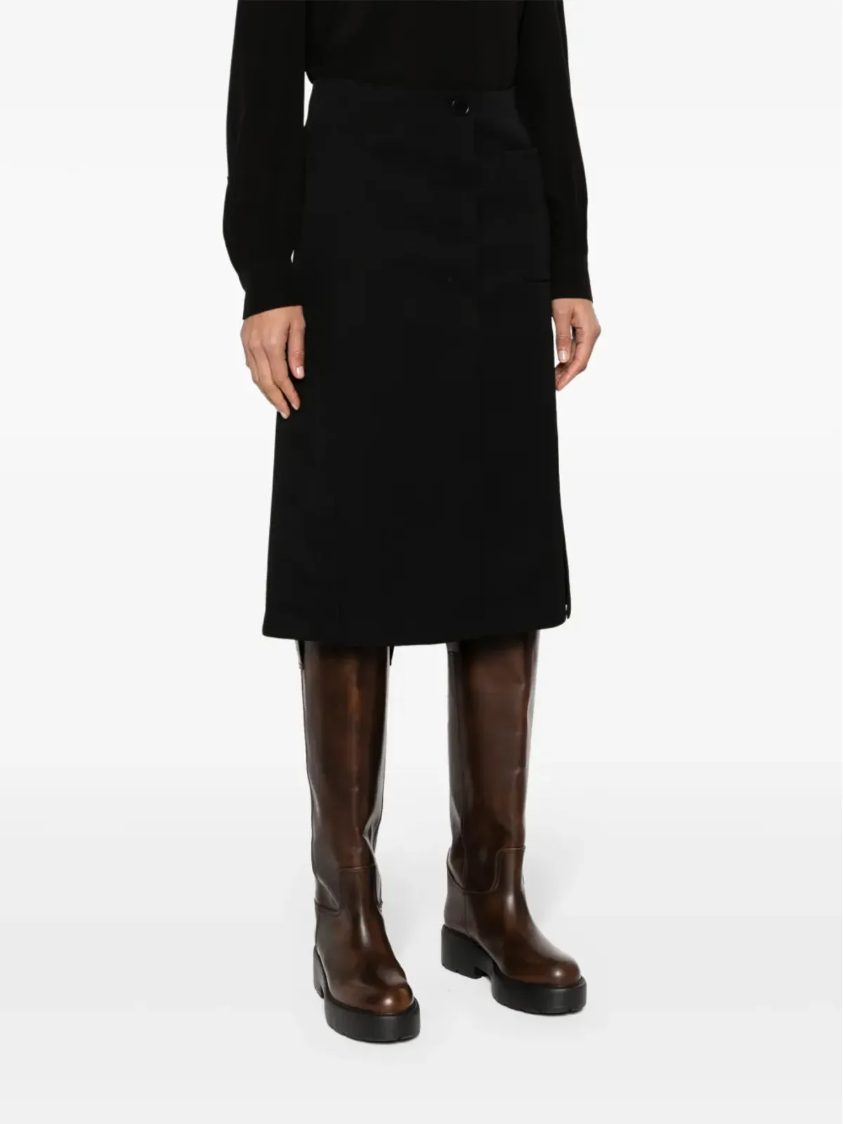 Lanvin プリーツ入り テーラード ミディスカート - 画像3