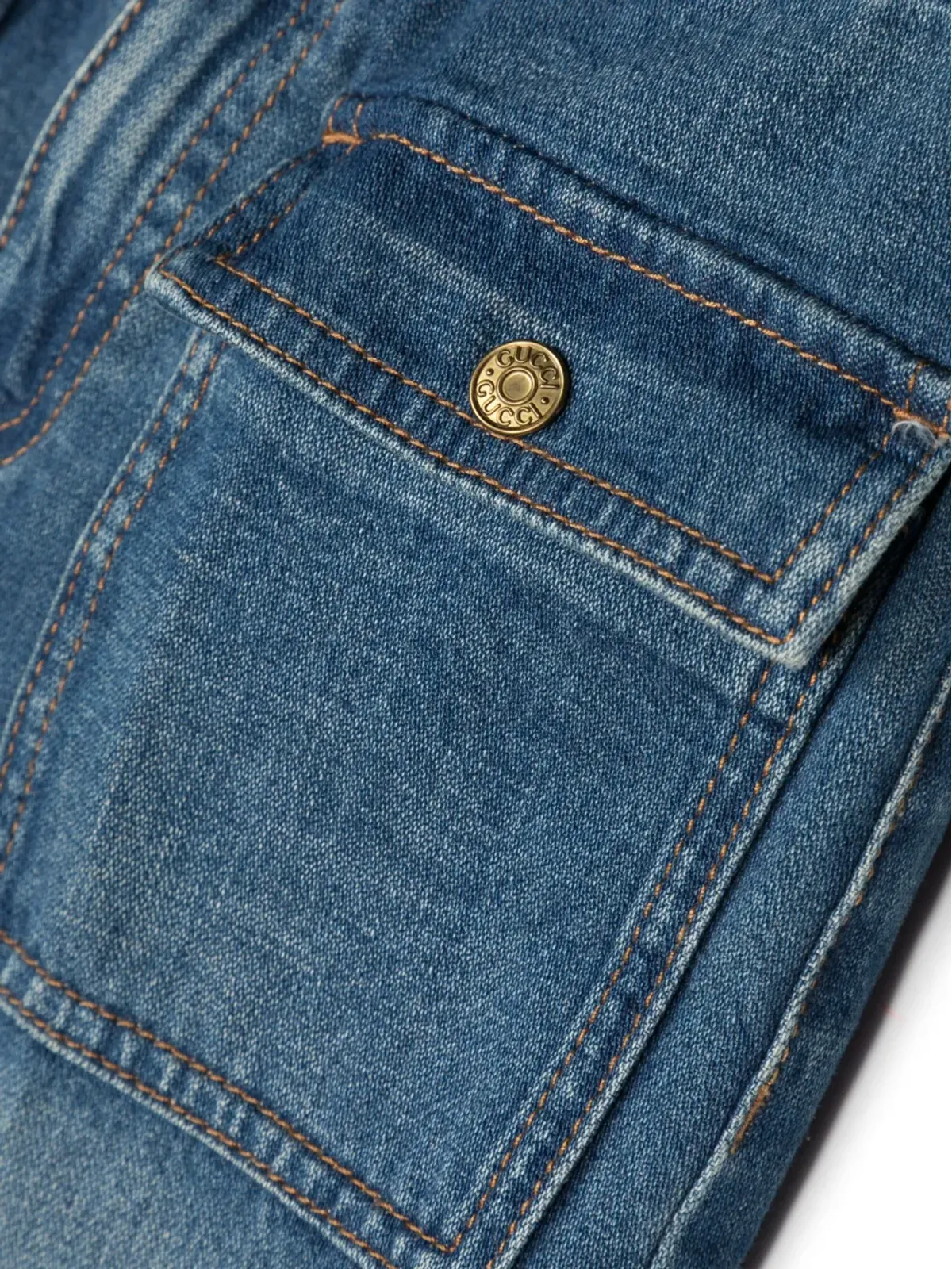 Gucci Kids インターロックGパッチ ワイドレッグジーンズ - 画像3