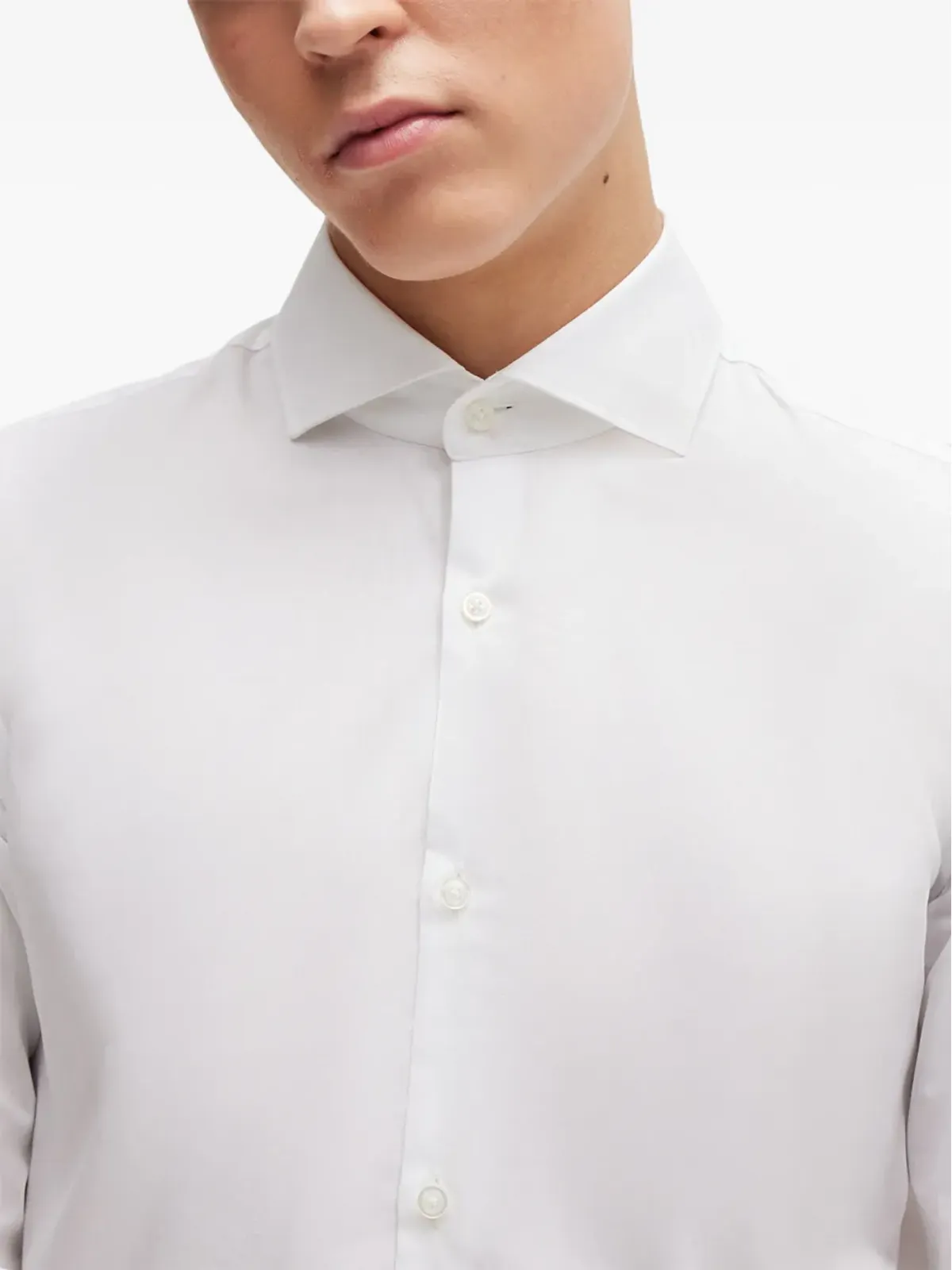 HUGO スプレッドカラー コットンシャツ - White - 画像3