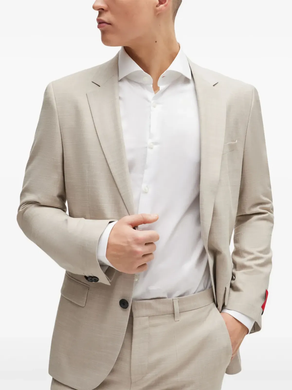 HUGO スプレッドカラー コットンシャツ - White - 画像4