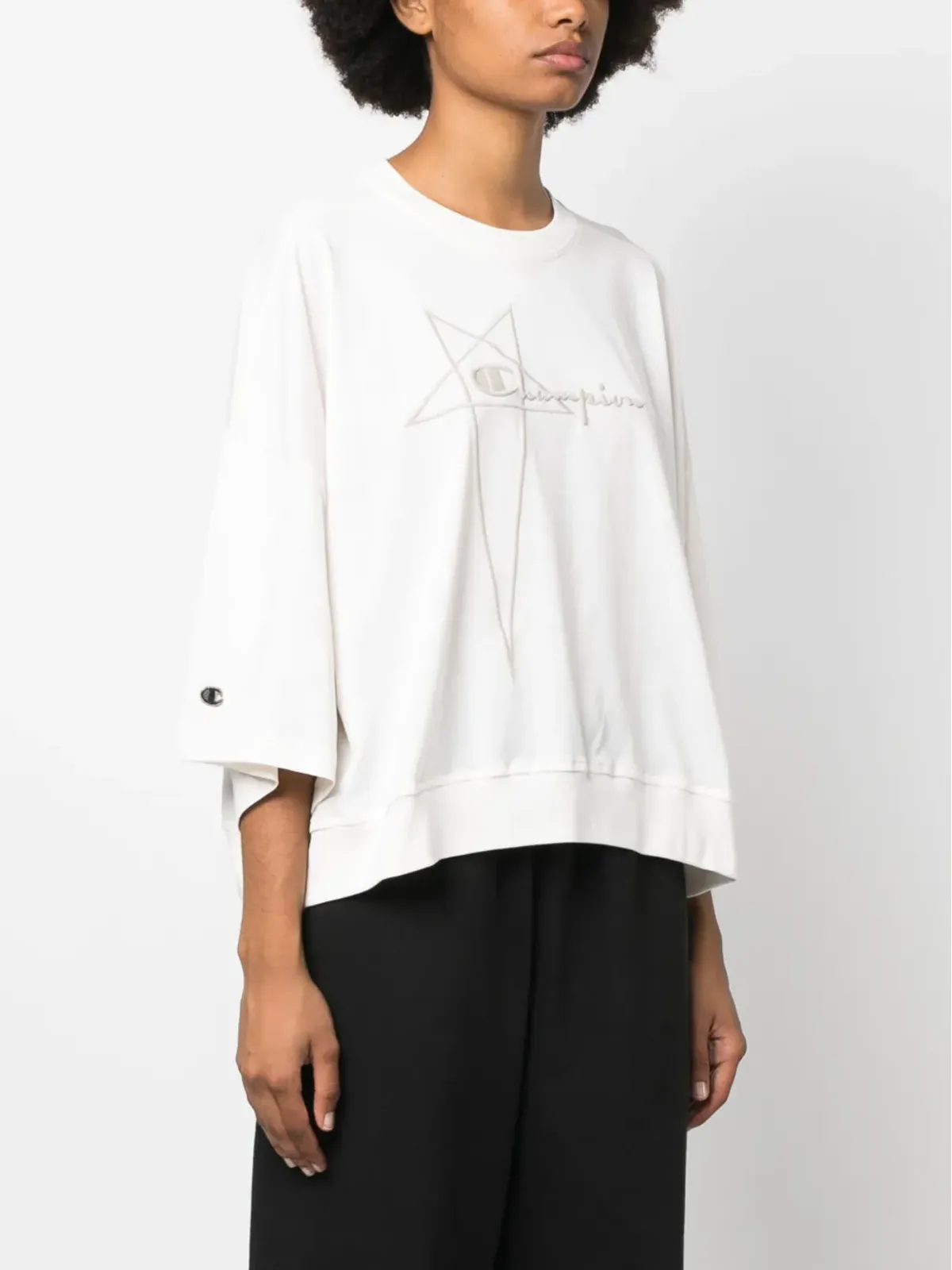 Rick Owens X Champion Tommy ロゴ刺繍 コットン Tシャツ - 画像3