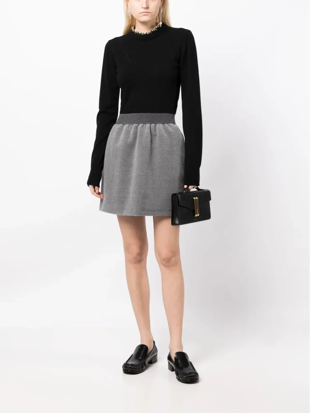Fabiana Filippi felted A-line wool miniskirt - Grey - 画像2