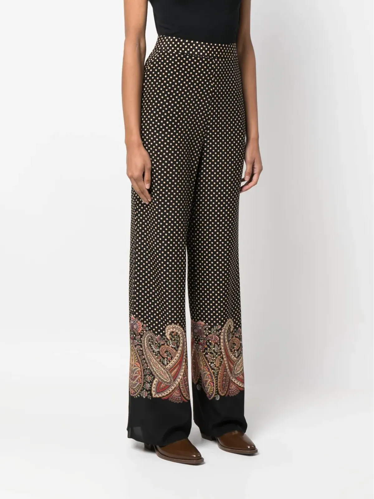 ETRO ペイズリープリント ワイドレッグパンツ - 画像3