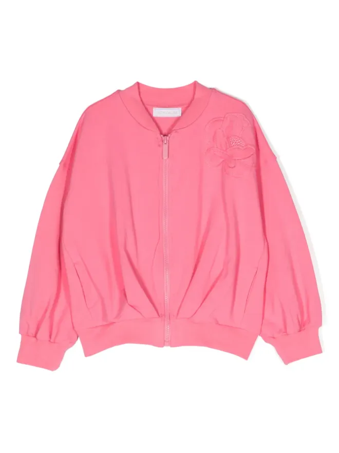 Monnalisa Monnalisa フローラルアップリケ付きジップアップスウェットシャツ ピンクの商品画像