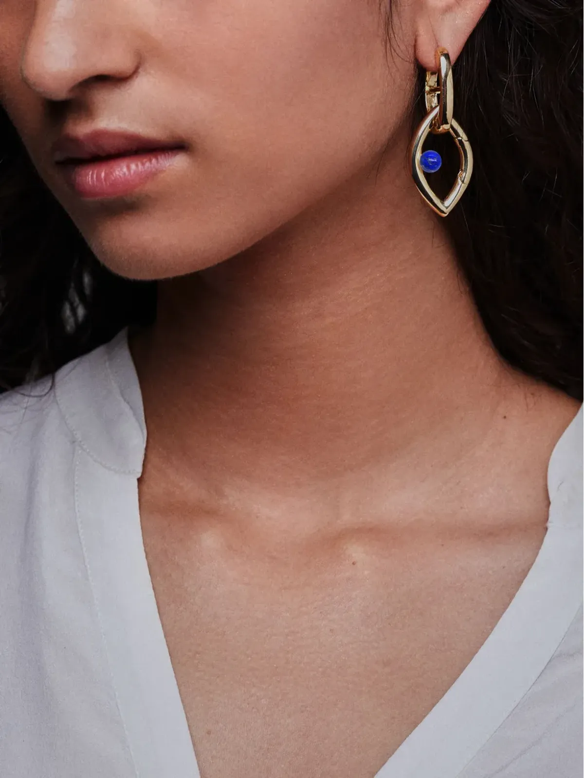 Capsule Eleven Eye Opener Chain lapis-lazuli earrings - Gold - 画像2