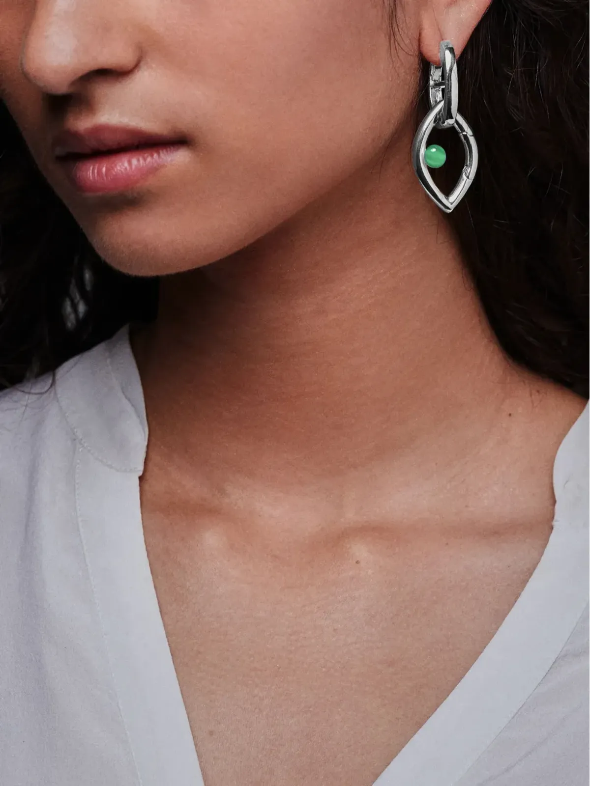 Capsule Eleven Chain Eye onyx-stone earrings - Silver - 画像2
