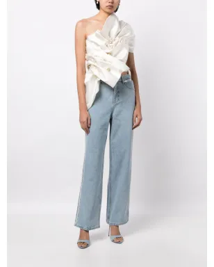 Kimhekim asymmetric gathered pearl-detail blouse - White - サムネイル2
