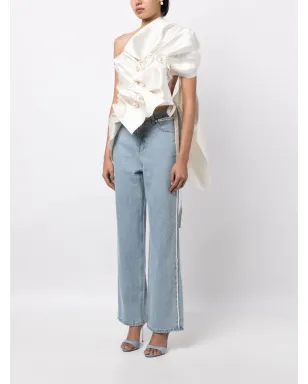 Kimhekim asymmetric gathered pearl-detail blouse - White - サムネイル3