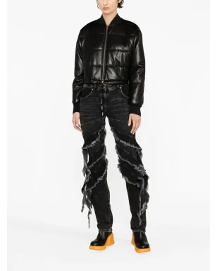 MSGM パッド入りクロップドフェイクレザージャケット - ブラック - サムネイル2