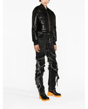 MSGM パッド入りクロップドフェイクレザージャケット - ブラック - サムネイル3