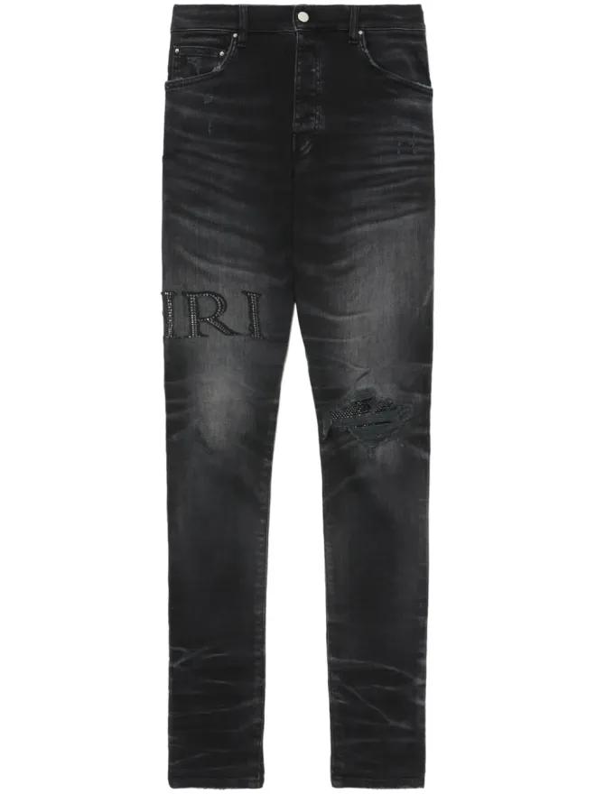 AMIRI AMIRI クリスタルをあしらったスキニージーンズ ブラックの商品画像