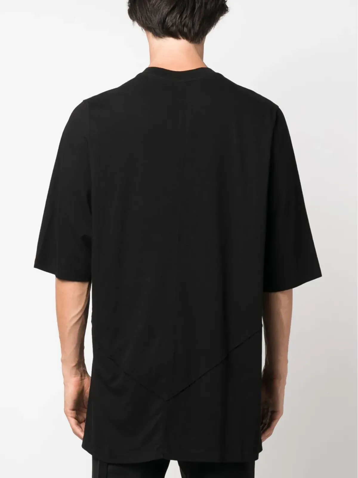 Rick Owens DRKSHDW ジャンボパッチワーク オーガニックコットン Tシャツ ブラック - 画像4