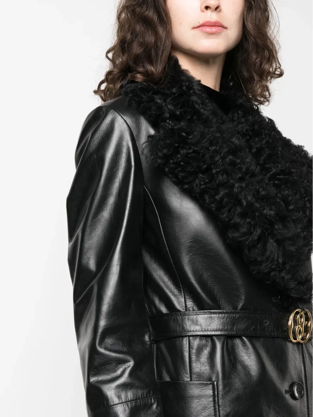 Bally シアーリングカラー レザートレンチコート - 画像5