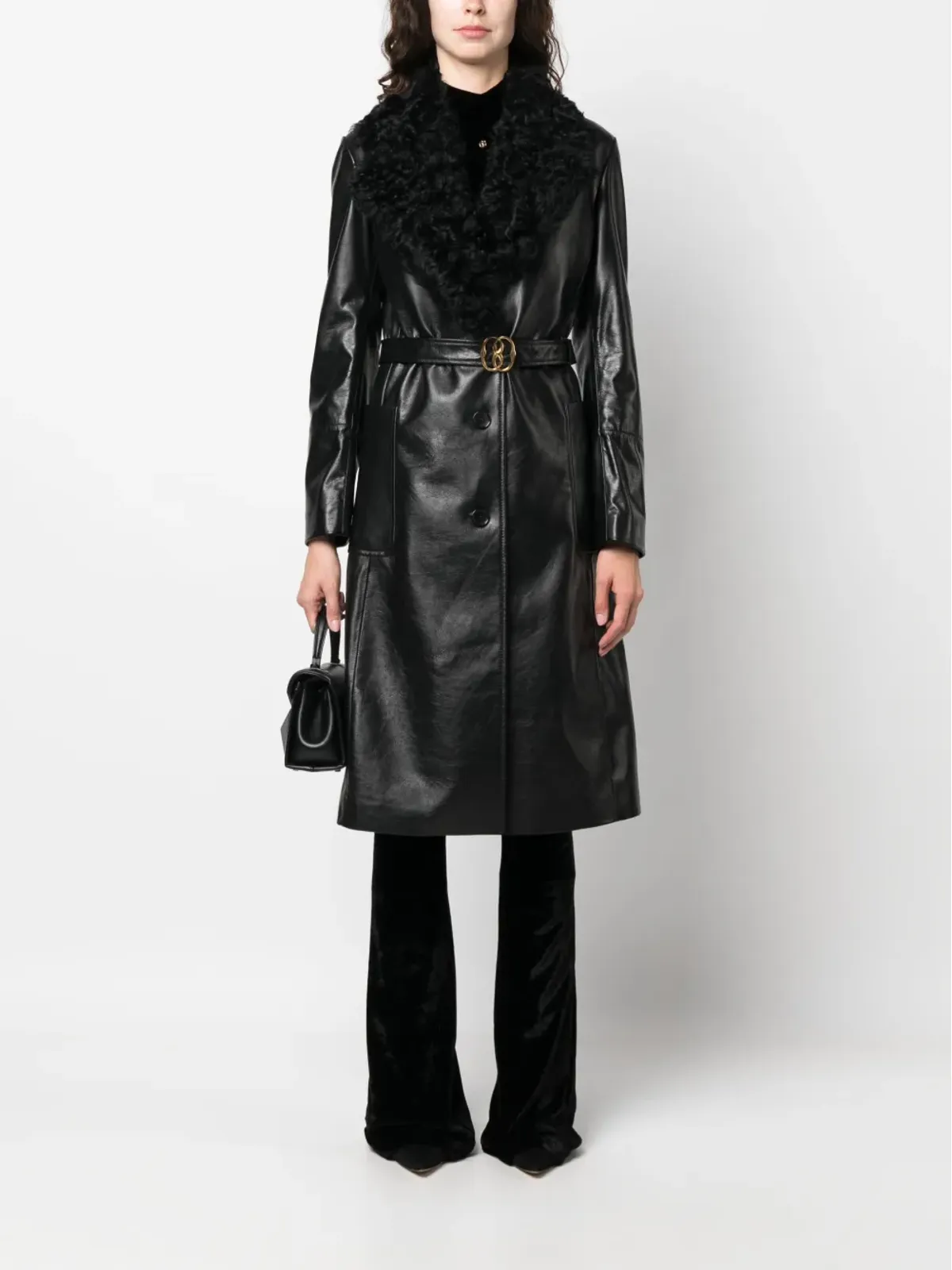 Bally シアーリングカラー レザートレンチコート - 画像2