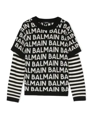 Balmain Kids ロゴプリント レイヤードジャンパー - サムネイル1