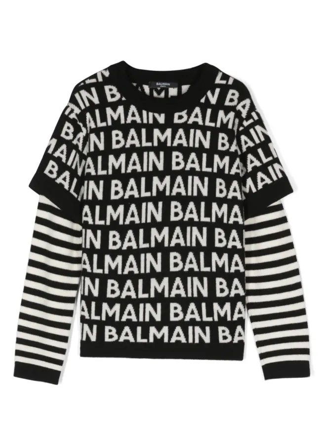 Balmain Kids Balmain Kids ロゴプリント レイヤードジャンパーの商品画像