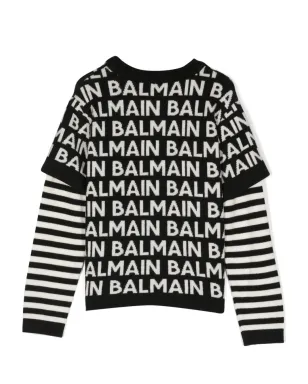 Balmain Kids ロゴプリント レイヤードジャンパー - サムネイル2