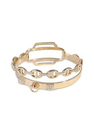 Hermès Pre-Owned 18K イエローゴールド ダブルツアー ダイヤモンド ブレスレット - サムネイル2