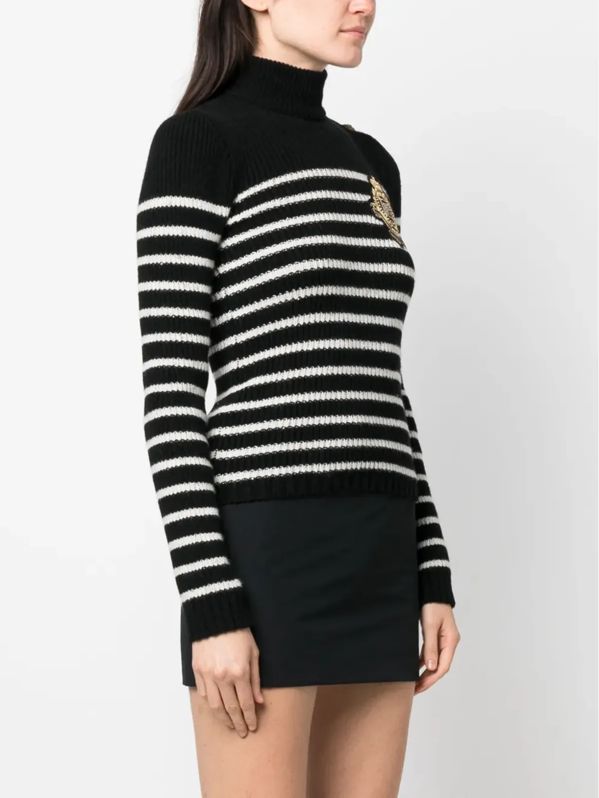 Balmain ロゴパッチ付きストライプジャンパー - 画像3